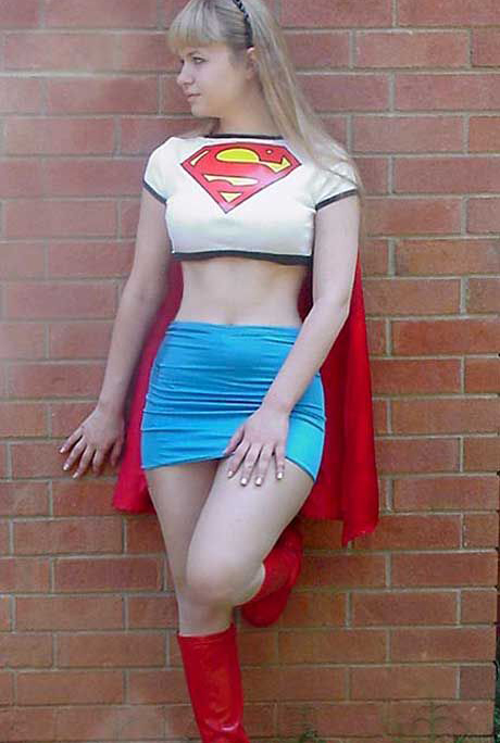 White Supergirl Cosplay Costume Halloween Party